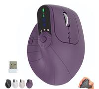 Genérico Ergonomic Triple-Connect Wireless Mouse, Programmable Knob, USB-C Recharge, 4 dpi Settings, Wireless Mouse (Purple)