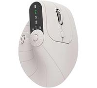 Genérico Ergonomic Triple-Connect Wireless Mouse, Vertical Ergonomic Mouse with 4 Adjustable dpi,Bluetooth 5.0 & USB-C Receiver, Screen Display, Multi-Knob & Type-C Charging for Laptop/PC/Mac (Beige)