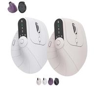 Genérico Ergonomic Triple-Connect Wireless Mouse, Vertical Ergonomic Mouse with 4 Adjustable dpi, Multi-Device Bluetooth & 2.4G Connectivity, 57° Handshake Grip & Smart Display (White+Beige)