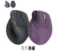 Genérico Ergonomic Triple-Connect Wireless Mouse, Vertical Ergonomic Mouse with 4 Adjustable dpi, Multi-Device Bluetooth & 2.4G Connectivity, 57° Handshake Grip & Smart Display (Black+ Purple)