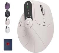 Genérico Ergonomic Triple-Connect Wireless Mouse, Vertical Ergonomic Mouse with 4 Adjustable dpi Screen Display Multi-Knob for Laptop/PC/Mac for Office/Gaming/Design (Beige)