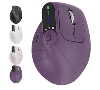 Genérico Ergonomic Triple-Connect Wireless Mouse, Vertical Ergonomic Mouse with 4 Adjustable dpi, Screen Display, for Pain Relief for Office, Gaming, Design (Beige)