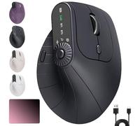Genérico Ergonomic Triple-Connect Wireless Mouse, Wireless Ergonomic Vertical Mouse, 4 Adjustable dpi, Programmable Knob, USB-C Charging, for Pain Relief for Office, Gaming, Design (Black)