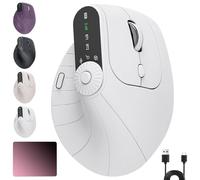 Genérico Ergonomic Triple-Connect Wireless Mouse, Wireless Ergonomic Vertical Mouse, 4 Adjustable dpi, Programmable Knob, USB-C Charging, for Pain Relief for Office, Gaming, Design (White)