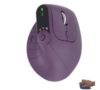 Genérico Ergonomic Triple-Connect Wireless Mouse, Wireless Ergonomic Vertical Mouse, Multi-Device Bluetooth & 2.4G Connectivity, Adjustable dpi Computer Mouse, Multi-Knob & Type-C Charging (Purple)