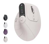 Genérico Ergonomic Triple-Connect Wireless Mouse, Wireless Ergonomic Vertical Mouse with Adjustable dpi 1000-2400, Bluetooth 5.0 & USB-C Receiver, for Laptop/PC/Mac (Beige)