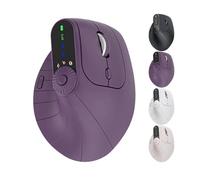 Genérico Ergonomic Triple-Connect Wireless Mouse with 4 Adjustable dpi，Bluetooth 5.0 & USB-C Receiver, Screen Display，for Laptop/PC/Mac, Pain Relief for Office/Gaming/Design (Dark Purple)