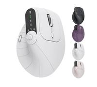 Genérico Ergonomic Triple-Connect Wireless Mouse with 4 Adjustable dpi，Bluetooth 5.0 & USB-C Receiver, Screen Display，for Laptop/PC/Mac, Pain Relief for Office/Gaming/Design (White)