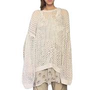 Genérico ersey Granate Mujer Top de Punto para Mujer, Manga Larga, Ganchillo, Hueco, Cuello, suéter, Tops ersey Mujer Punto De ico (A, S)