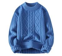 Genérico ersey Mujer Animal Print Suéter de Punto para Mujer, suéter Vintage Liso, suéter Tejido con Cuello, Tops de Rayas, Tejido de Cable, Manga Larga, Otoño Invierno ersey Punto (Blue, L)