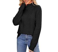 Genérico ersey Mujer ayas Suéter de Cuello de Manga Larga Suelto de Color sólido Casual de para Mujer SuéTer Navidad Mujer (Black, XXL)