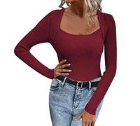 Genérico ersey Mujer Invierno Lana Suéter de Punto de Cuello Cuadrado de Color sólido Delgado Sexy para Mujer en otoño e Invierno ersey con Brillo Mujer (A, M)