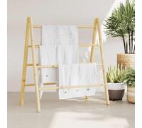 Genérico Escalera toallero Doble con 4 peldaños bambú 90x50x100 cm,Casa y jardín,Accesorios para el baño,Toalleros-368036