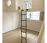 Genérico Escaleras de Ascenso de 100 a 300 cm de Altura, Escalera para literas Dobles para lofts, Escalera de Entrada Resistente y fácil de Instalar con Soporte de Pared, Color Negro (170 c