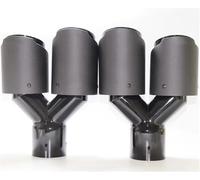 Genérico Escape Coche 2 uds silenciador Fibra Carbono Mate Punta Y Forma Doble Salida silenciadores Tubo Escape decoración Boquilla Universal Inoxidable(63MM IN 101MM out)