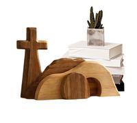 Generico Escena de la tumba vacía de Pascua | Decoraciones de madera de mesa - Juego de Natividad de Pascua - para escritorio, casa, familia, vacaciones, primavera, iglesia, estante