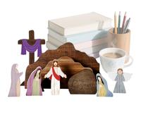 Genérico Escena del Nacimiento en Madera,Figuras Religiosas Rusticas para Decoracion | Escenas del Belen para Mesa | para Jardín Mesa Hogar Iglesia Noche Familiar Pascua y Interior