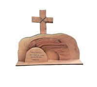 Genérico Escena del Santo Sepulcro Vacío - Decoración de Mesa de Pascua de Madera | Nacimiento Religioso | para Hogar Cristiano, Escritorio, Bandeja, Repisa, Estante, Exhibición y Fiesta de