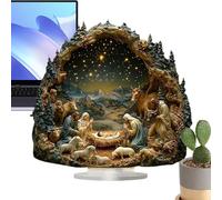 Genérico Escena Natividad, Adorno De Escena De La Natividad 2D con Base, Decoración Religiosa Signo Festivo para El Estante De Escritorio Windowsill Mantel Table Home Women Men