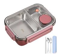 Genérico Escentio Bento Box de Acero Inoxidable - Portátil, Apilable, a Prueba de Fugas - Gran Capacidad, Apto para Lavavajillas (2 Compartimentos, Rojo)