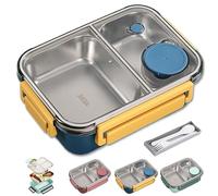 Genérico Escentio Lunch Box, 304 Stainless, Steel Portable Escentio Lunch Box with Tableware and Divided Compartments (Blue,Two)
