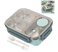 Genérico Escentio Lunch Box, Stainless Steel Portable Escentio Lunch Box,2025 New Stainless Steel Bento,Leak-Proof Stackable Cutlery Set (Three Compartments Green)