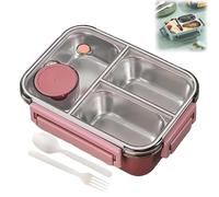 Genérico Escentio Lunch Box, Stainless Steel Portable Escentio Lunch Box,2025 New Stainless Steel Bento,Leak-Proof Stackable Cutlery Set (Three Compartments Pink)