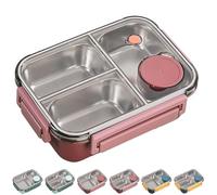 Genérico Escentio Lunch Box, Stainless Steel Portable Escentio Lunch Box, with Divided Compartments, for Office,Travel, Large Capacity (Pink,3Grid)