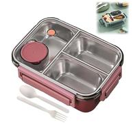 Genérico Escentio Lunch Box, Stainless Steel Portable Escentio Lunch Box, with Tableware and Divided Compartments (Three Compartments Pink)