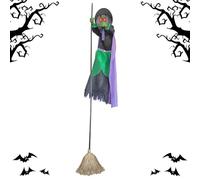 Genérico Escoba De Brujas Decoración Halloween,Escoba Voladora De Halloween De 3 M para Exterior | Suministros De Fiesta Realistas para Jardín Interior Exterior Entrada Valla Porche