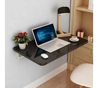 Genérico Escritorio De Pared Plegable, Mesa Flotante De Madera, Mesa De Hoja Abatible Montada En La Pared Multifunción para Espacios Pequeños(Black,80x30cm/31.5x12in)