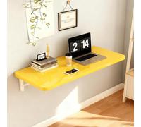 Genérico Escritorio Plegable De Pared, Mesa Flotante De Hojas Abatibles para Estudio, Estante De Cocina, Mesa Bar Colgante Flotante Plegable para Oficina(Yellow,50x40cm/20x16in)