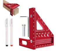 Genérico Escuadra de Carpintero 3D, Herramienta de Medición Multiángulo de Aleación de Aluminio 3D, Herramienta de Medición de Ángulos de 22,5 a 90 Grados, Escuadra Multifuncional for Ingenieros(Red)
