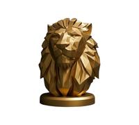 Genérico Escultura Busto de León Majestic 20cm - Diseño Exclusivo Low Poly Dorado - Arte Contemporáneo Impresión 3D