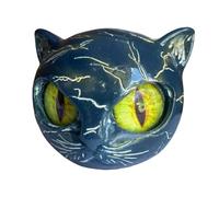Genérico Escultura De Gato De Resina En Piedra - Elegante Figura De Cabeza De Gato con Ojos Verdes | Escultura Moderna De Resina con Textura De Mármol Y Ojos Ámbar para Decoración del Hogar
