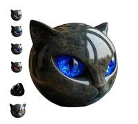 Genérico Escultura De Piedra De Gato Negro De Lujo: Elegante Decoración para El Hogar Y Obra De Arte Lista para Regalar, Escultura De Gato De Obsidiana Negra, Regalos De Gato Negro (1 Unidad - Azul)