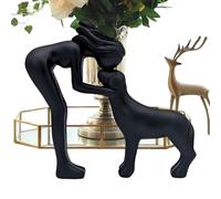Genérico Escultura de una Mujer y su Perro - Decoración para Conmemoración y para Condolencia,Escultura de Perro en Resina - para Amantes de Las Mascotas, Dormitorio, Sala de Estar y Estantería