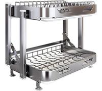Genérico Escurridor de Platos de Acero Inoxidable con escurridor, escurridor de encimera de Cocina Inoxidable, for secar tazones, Platos y Tazas(2 Layer 42x35cm)