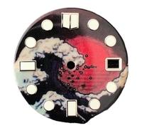 Genérico Esfera de piezas de reloj de cerámica de 28,5mm con esferas luminosas verdes SKX007 esferas modificadas sin logotipo for movimiento NH35(A6)