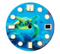 Genérico Esfera de piezas de reloj de cerámica de 28,5mm con esferas luminosas verdes SKX007 esferas modificadas sin logotipo for movimiento NH35(A1)