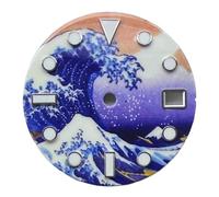 Genérico Esfera de Reloj Luminosa Verde artística Cultura China 29mm Adecuada for Accesorios Mod Movimiento automático NH35/NH36(Color 6)