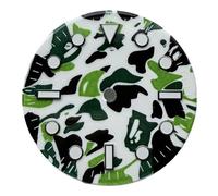 Genérico Esfera de Reloj Luminosa Verde artística Cultura China 29mm Adecuada for Accesorios Mod Movimiento automático NH35/NH36(Color 7)