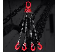Genérico Eslinga de Cadena de 4 Hilos, 4 m/13,1 pies, Capacidad de 6614 LB, Cadenas de elevación industriales con Gancho autoblocante, eslingas de elevación de Peso para polipastos de Motor de 3 Tone