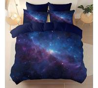 Genérico Espacio Ensueño Hermosa Galaxia Tema Funda nórdica Estampada, Adecuado para Cualquier habitación Hipoalergénico y de fácil Cuidado, Suave y cómodo Funda nordica tamaño 135 x 200 cm, Púrpura