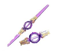 Genérico Espada iluminada, Sables de Duelo Intermitentes con Sonido Realista, Espada giratoria de Fuego Sable de luz de Doble Filo for Disfraces de Cosplay Fiesta de Navidad(Purple Gold)