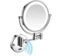 Genérico Espejo de Afeitar, Espejo de Belleza de Bronce, Espejo de Maquillaje Plegable de Pared para Hotel, Espejo de tocador Extensible de Doble Cara de 8 pulgadasPlug in,10x
