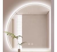 genérico Espejo de baño LED, Forma semicircular Irregular, Espejo de Pared asimétrico sin Marco con antivaho, Luces Regulables de 3 Colores, para baño Moderno, tocador y decoración (rebaje
