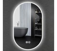genérico Espejo de baño LED Ovalado Irregular, Gran Espejo de tocador antivaho con atenuación de 3 Colores, Vidrio HD asimétrico, 60 x 100 cm, Montaje en Pared, 3 Estilos Decorativos para b
