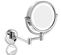 Genérico Espejo de Maquillaje, Espejo de tocador con iluminación LED para baño, Montaje en Pared, Doble Cara, Aumento, rotación de 360°, Espejo cosmético Extensible