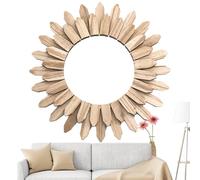 Genérico Espejos De Madera para Pared - Decoración Rústica para Pared - Espejo Colgante de Madera con Girasoles Rústico para Salón, Comedor, Baño, Dormitorio, Pasillo